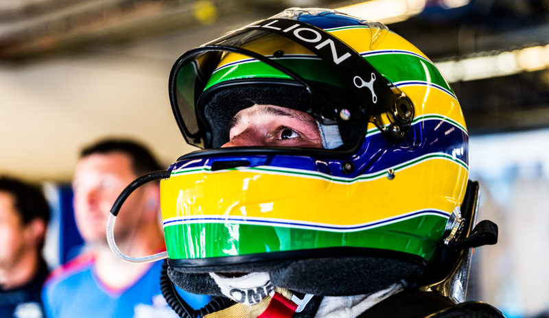 Bruno Senna, in his tribute helmet.